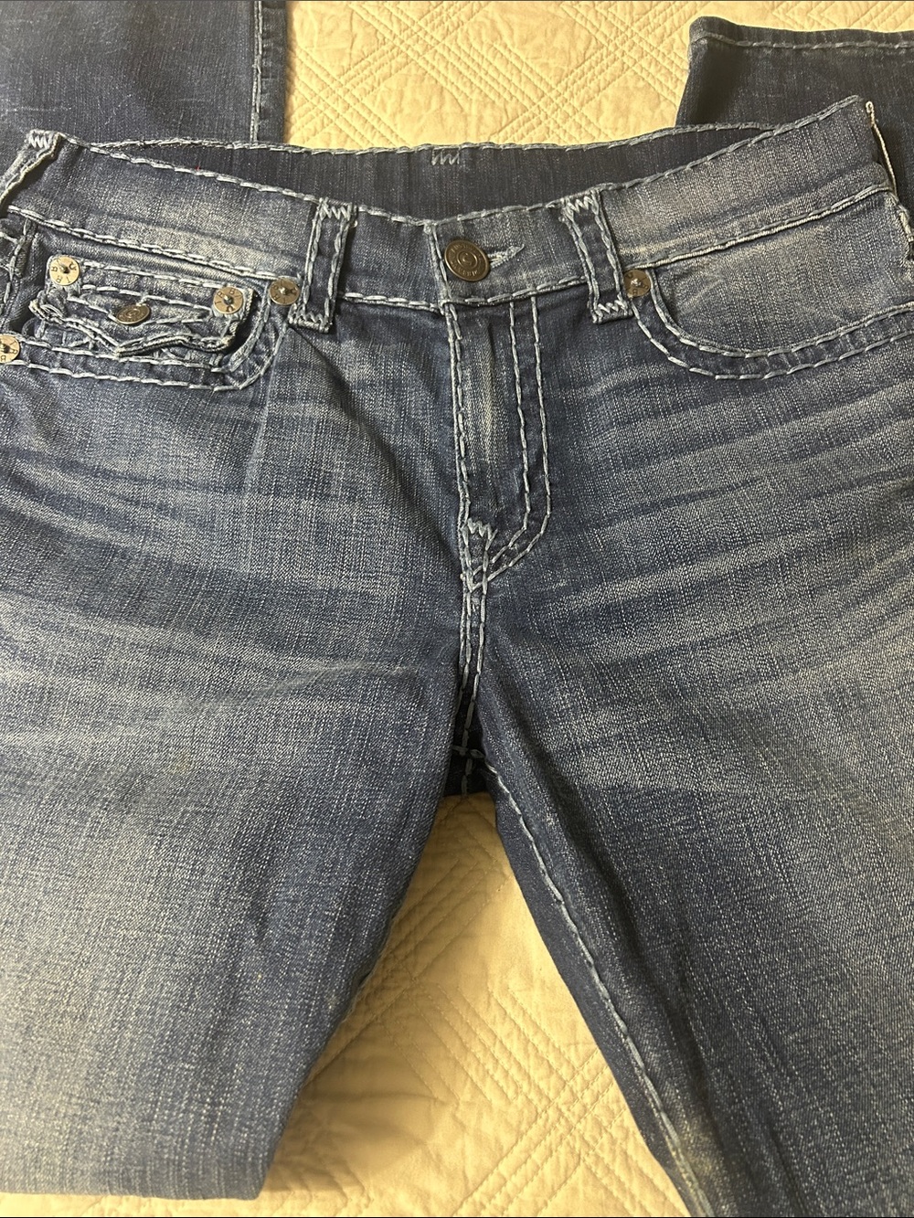 True Religion Slim Straight Faded Blue Jeans